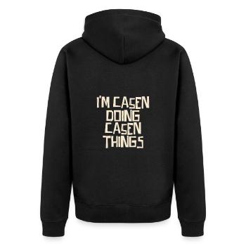 I'm Casen doing Casen things - Unisex Premium Bio Zip Hoodie - Schwarz - Hinten - Nico (187cm)