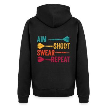 Darts Sport Verein, Dartscheibe, Pfeil Sport Dart - Unisex Premium Bio Zip Hoodie - Schwarz - Hinten - Nico (187cm)