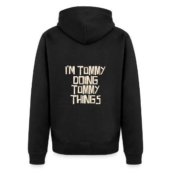 Je suis Tommy en train de faire des choses Tommy - Veste à capuche bio Premium Unisexe - noir - Dos - Nico (187cm)