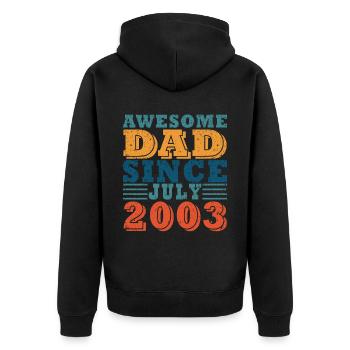 Vater Juli 2003 Jahrgang Geburtstag Dad Spruch 20 - Unisex Premium Bio Zip Hoodie - Schwarz - Hinten - Nico (187cm)