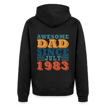Père Juillet 1983 Vintage Anniversaire Papa Disant 40 - Veste à capuche bio Premium Unisexe - noir - Dos - Nico (187cm)