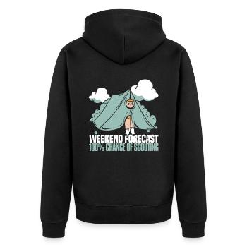 Pfadfinder Niedlich - Unisex Premium Bio Zip Hoodie - Schwarz - Hinten - Nico (187cm)
