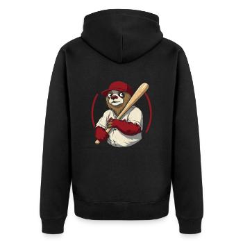 Faultier Niedlich Faultier Baseball - Unisex Premium Bio Zip Hoodie - Schwarz - Hinten - Nico (187cm)