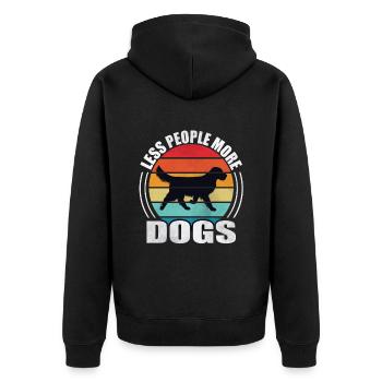 Less People More Dogs - Unisex Premium Bio Zip Hoodie - Schwarz - Hinten - Nico (187cm)