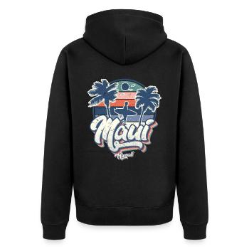 Maui Hawaii Surfen 70er Jahre Strand retro vintage - Unisex Premium Bio Zip Hoodie - Schwarz - Hinten - Nico (187cm)