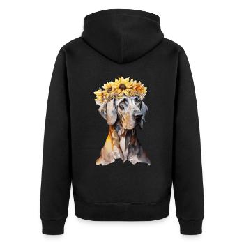 Watercolor Great Dane Sunflower Dog Breed Pet Pupp - Unisex Premium Organic Zip Hoodie - black - Back - Nico (187cm)