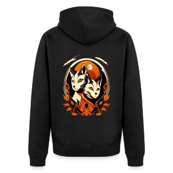 Two cats are interested in exciting events. - Unisex Premium Organic Zip Hoodie - black - Back - Nico (187cm)