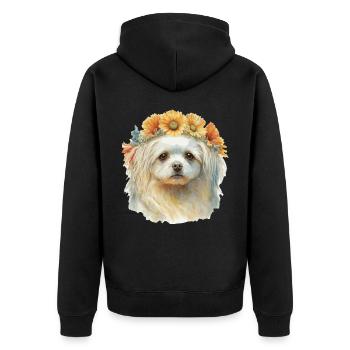 Mignon chiot de race de chien de tournesol maltais chiot - Veste à capuche bio Premium Unisexe - noir - Dos - Nico (187cm)
