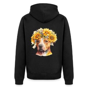 Mignon Staffordshire Bull Terrier Sunflower Dog Race - Veste à capuche bio Premium Unisexe - noir - Dos - Nico (187cm)