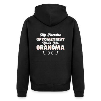 Optiker Geschenk Optometrie - Unisex Premium Bio Zip Hoodie - Schwarz - Hinten - Nico (187cm)