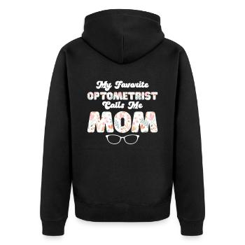 Optiker Geschenk Optometrie - Unisex Premium Bio Zip Hoodie - Schwarz - Hinten - Nico (187cm)