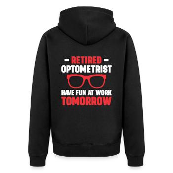 Optiker Geschenk Optometrie - Unisex Premium Bio Zip Hoodie - Schwarz - Hinten - Nico (187cm)