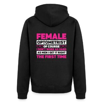 Optiker Geschenk Optometrie - Unisex Premium Bio Zip Hoodie - Schwarz - Hinten - Nico (187cm)
