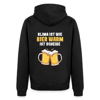 Klima Ist Wie Bier Warm Ist Scheiße Erderwärmung - Unisex Premium Bio Zip Hoodie - Schwarz - Hinten - Nico (187cm)