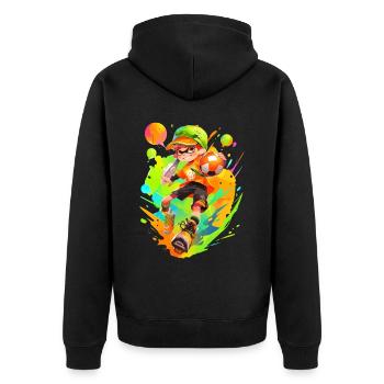 Table de baby-foot de dessin animé cool dans le style de jeu de street art - Veste à capuche bio Premium Unisexe - noir - Dos - Nico (187cm)