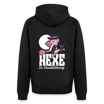 Hexe In Ausbildung - Unisex Premium Bio Zip Hoodie - Schwarz - Hinten - Nico (187cm)
