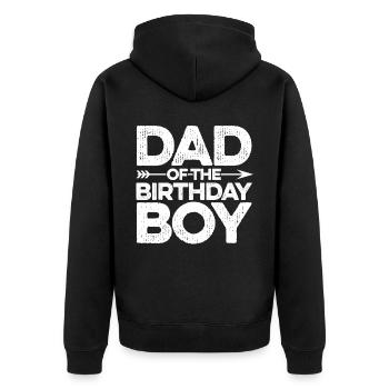 Dad Of The Birthday Boy - Unisex Premium Bio Zip Hoodie - Schwarz - Hinten - Nico (187cm)