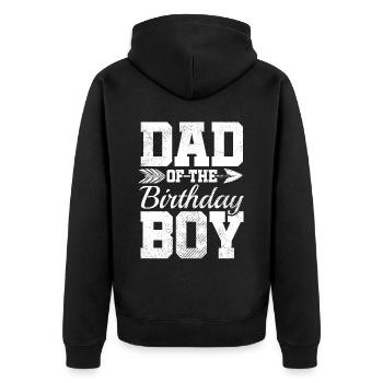 Papa du garçon d’anniversaire - Veste à capuche bio Premium Unisexe - noir - Dos - Nico (187cm)