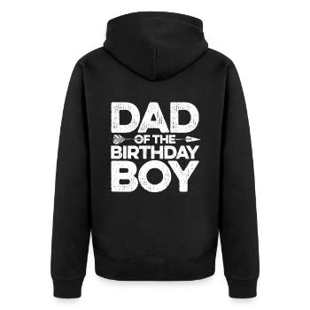 Papa du garçon d’anniversaire - Veste à capuche bio Premium Unisexe - noir - Dos - Nico (187cm)