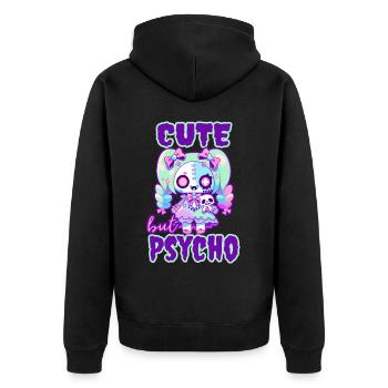 Pastel Goth Kawaii Mignon mais Psycho - Veste à capuche bio Premium Unisexe - noir - Dos - Nico (187cm)