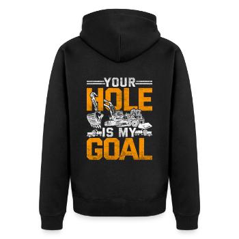Baggerfahrer Your Hole Is My Goal - Unisex Premium Organic Zip Hoodie - black - Back - Nico (187cm)