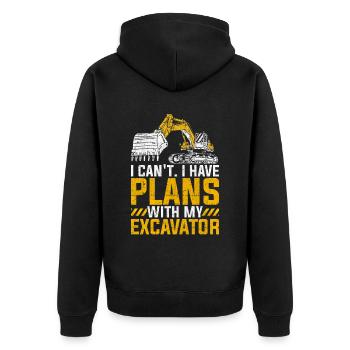 Baggerfahrer I Have Plans With My Excavator - Unisex Premium Bio Zip Hoodie - Schwarz - Hinten - Nico (187cm)