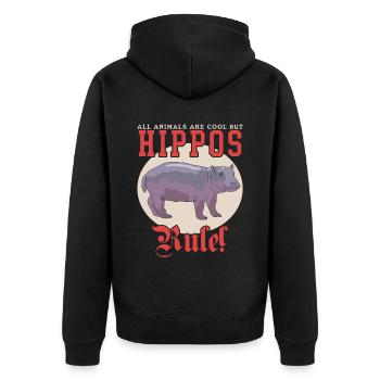 Bébé hippopotame | Hippopotames Hippos Cadeau - Veste à capuche bio Premium Unisexe - noir - Dos - Nico (187cm)