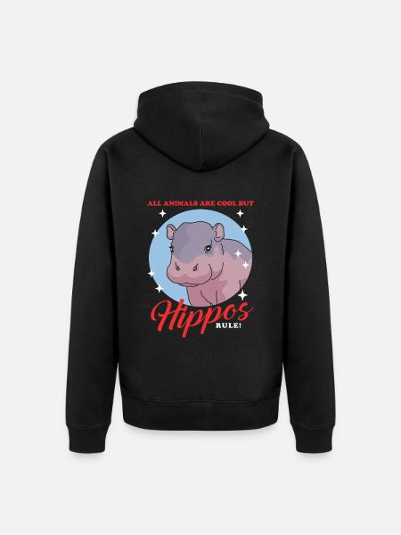 Hippo Baby Hippo Hippos Gift - Unisex Premium Organic Zip Hoodie - black
