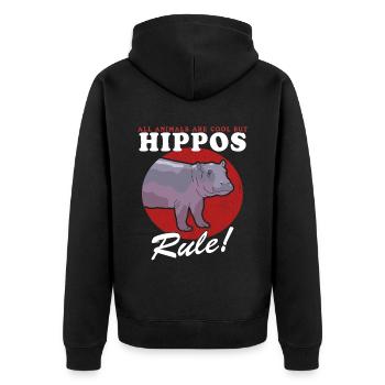 Hippos Baby Hippo Hippo Gift - Unisex Premium Organic Zip Hoodie - black - Back - Nico (187cm)