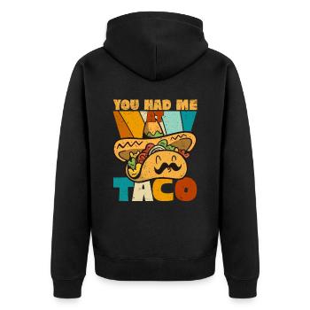 Taco Somberero Mexikanisch Mexiko Latino - Unisex Premium Bio Zip Hoodie - Schwarz - Hinten - Nico (187cm)