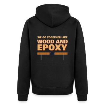 Bois et résine époxy - Veste à capuche bio Premium Unisexe - noir - Dos - Nico (187cm)