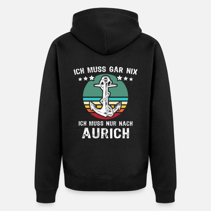 Aurich Urlaub - Unisex Premium Bio Zip Hoodie - Schwarz