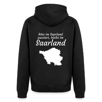 Saarland saarländisch Saarländer - Unisex Premium Bio Zip Hoodie - Schwarz - Hinten - Nico (187cm)