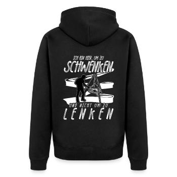 Schwenken Grillen Saarland Saarländer - Unisex Premium Bio Zip Hoodie - Schwarz - Hinten - Nico (187cm)
