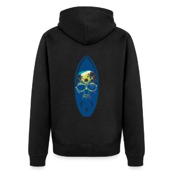 Totenkopf Surfbrett Skull Surfboard - Unisex Premium Bio Zip Hoodie - Schwarz - Hinten - Nico (187cm)