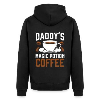 Papa Kaffeetrinker Koffein Papa Vatertag - Unisex Premium Bio Zip Hoodie - Schwarz - Hinten - Nico (187cm)