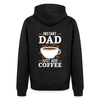 Papa Kaffeetrinker Koffein Papa Vatertag - Unisex Premium Bio Zip Hoodie - Schwarz - Hinten - Nico (187cm)