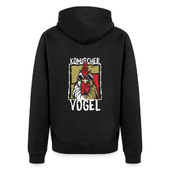 Komischer Vogel - Unisex Premium Bio Zip Hoodie - Schwarz - Hinten - Nico (187cm)