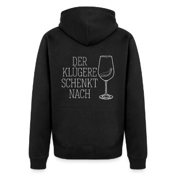Wein Rotwein Weißwein - Unisex Premium Bio Zip Hoodie - Schwarz - Hinten - Nico (187cm)