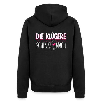 Wein Rotwein Weißwein Weinliebhaber - Unisex Premium Bio Zip Hoodie - Schwarz - Hinten - Nico (187cm)