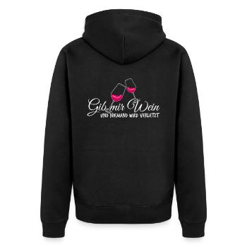 Wein Rotwein Weinglas Weißwein Party - Unisex Premium Bio Zip Hoodie - Schwarz - Hinten - Nico (187cm)