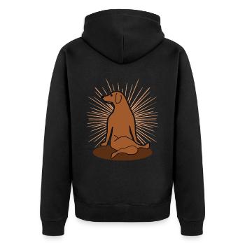 Yoga lustiger Hund Hunde Meditation - Unisex Premium Bio Zip Hoodie - Schwarz - Hinten - Nico (187cm)