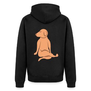 lustiger Hund Yoga Hunde Meditation - Unisex Premium Bio Zip Hoodie - Schwarz - Hinten - Nico (187cm)