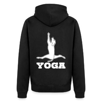 Yoga Hunde Hund Spagat Meditation - Unisex Premium Bio Zip Hoodie - Schwarz - Hinten - Nico (187cm)