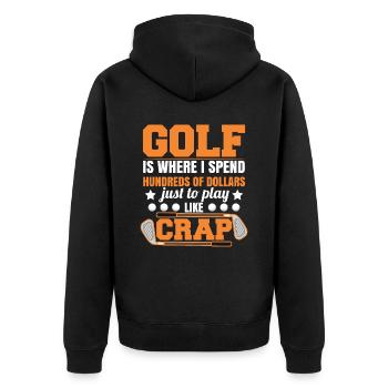Golfplatz Golfen Golfer - Unisex Premium Bio Zip Hoodie - Schwarz - Hinten - Nico (187cm)