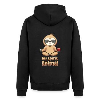 Faultier Niedlich Faultier Sonnenblume - Unisex Premium Bio Zip Hoodie - Schwarz - Hinten - Nico (187cm)