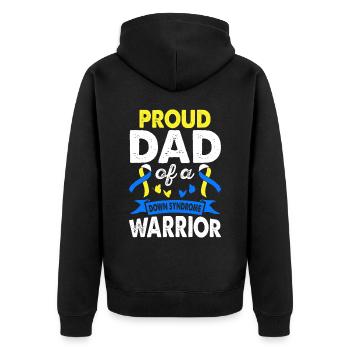Vater Des Down-syndrom-krieger-bewusstseins Gelbes - Unisex Premium Bio Zip Hoodie - Schwarz - Hinten - Nico (187cm)