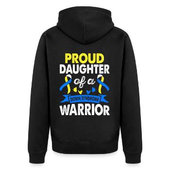 Tochter Des Down-syndrom-kriegers Bewusstsein - Unisex Premium Bio Zip Hoodie - Schwarz - Hinten - Nico (187cm)