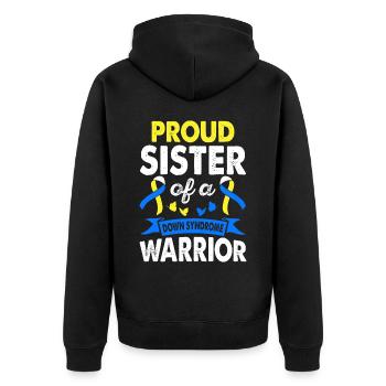Schwester Des Down-syndroms Krieger-bewusstsein - Unisex Premium Bio Zip Hoodie - Schwarz - Hinten - Nico (187cm)