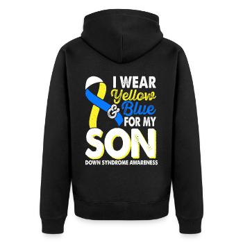 Portez du jaune bleu pour le mois du - Veste à capuche bio Premium Unisexe - noir - Dos - Nico (187cm)